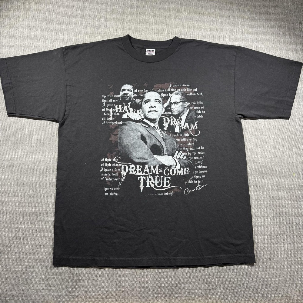 Tornado Activewear Shirt Mens 2XL Black I Have A Dream Graphic Quote Tee Top